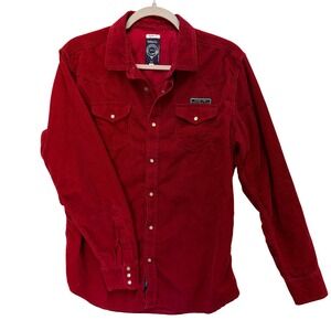 DIESEL CO Regular Fit Red Corduroy Western Snap Button Shirt Men's Size M